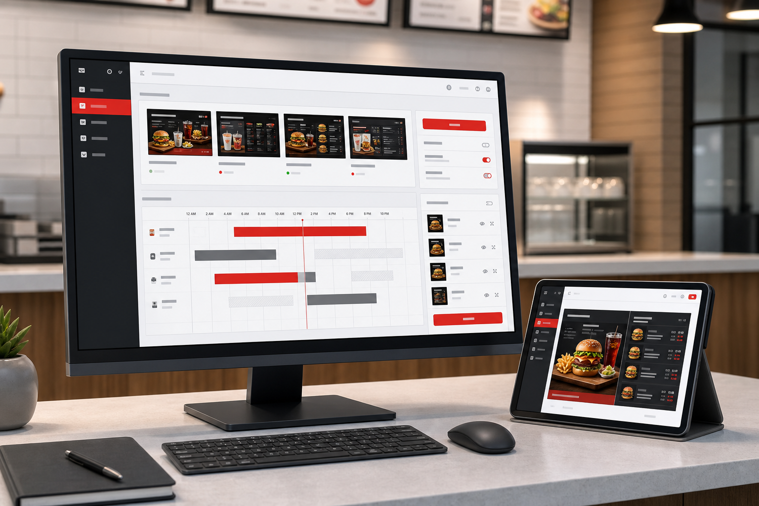 Panel de administracion para gestionar carteleria digital de restaurantes